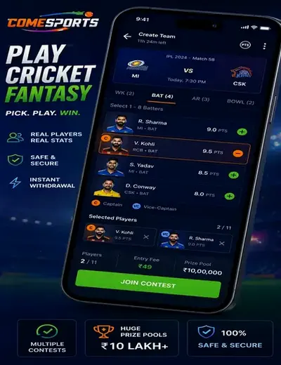 Cometowinlink (come to win) fantasy cricket & matchday visual 2
